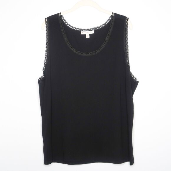 JM Collection Womens Tank Top Plus Size 3X Lace Trim Scoop Neck Office‎ - Picture 1 of 7
